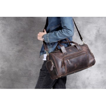 Чоловіча шкіряна дорожня сумка Clifford темно-коричнева фото