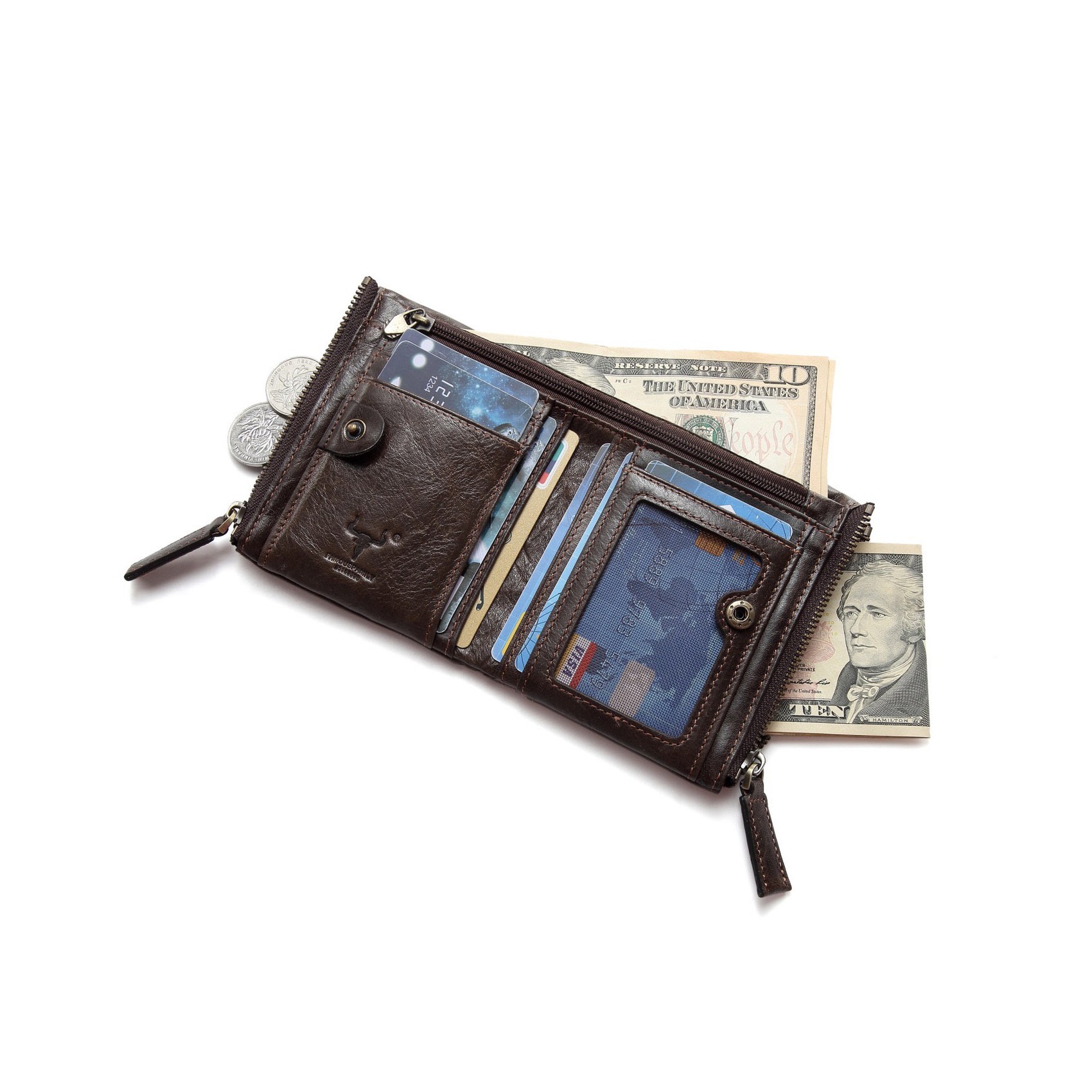 Мужской кожаный кошелек Corrida темно-коричневый