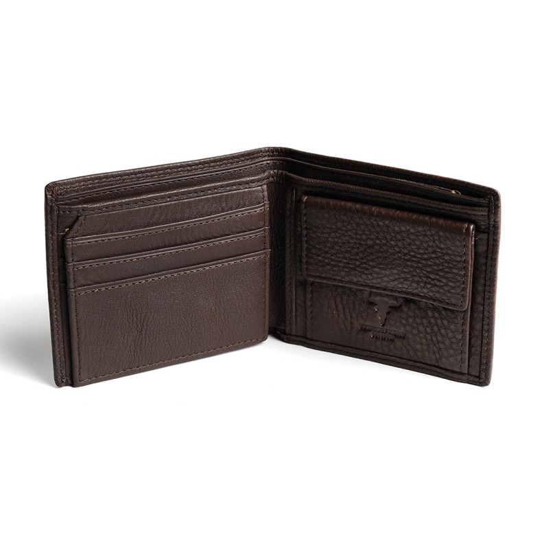 Мужской кожаный кошелек Clan темно-коричневый - 4 фото