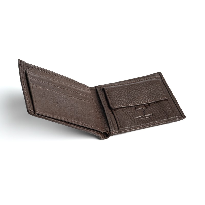 Чоловічий шкіряний гаманець Clan темно-коричневий - 5 фото