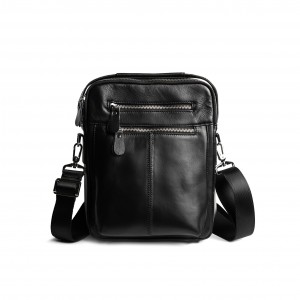 Чоловіча шкіряна сумка Jason через плече чорна