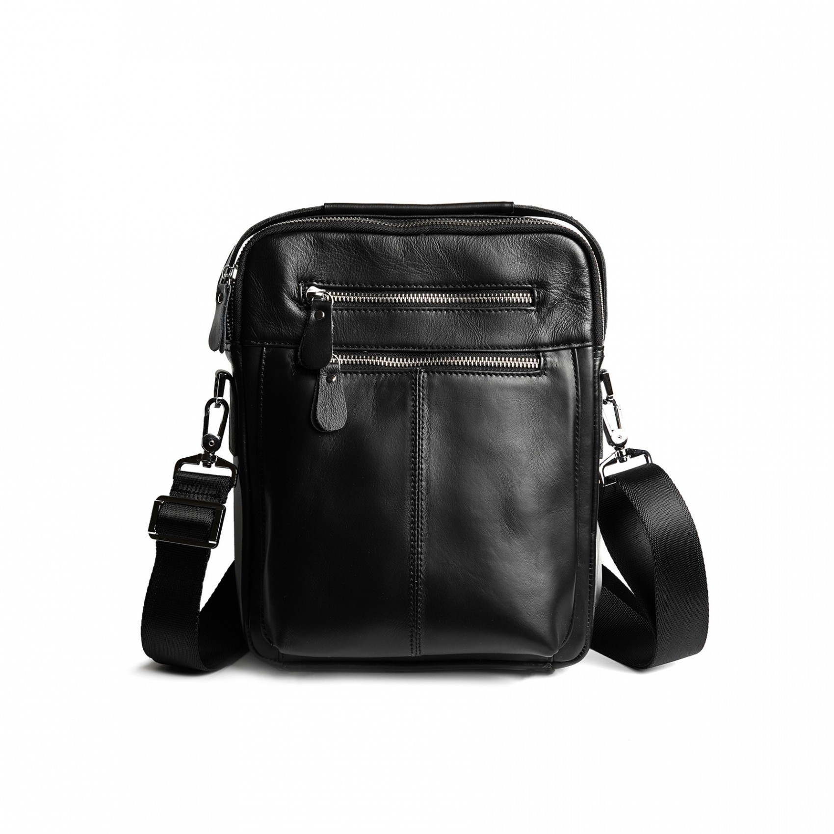 Чоловіча шкіряна сумка Jason через плече чорна
