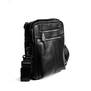 Чоловіча шкіряна сумка Jason через плече чорна