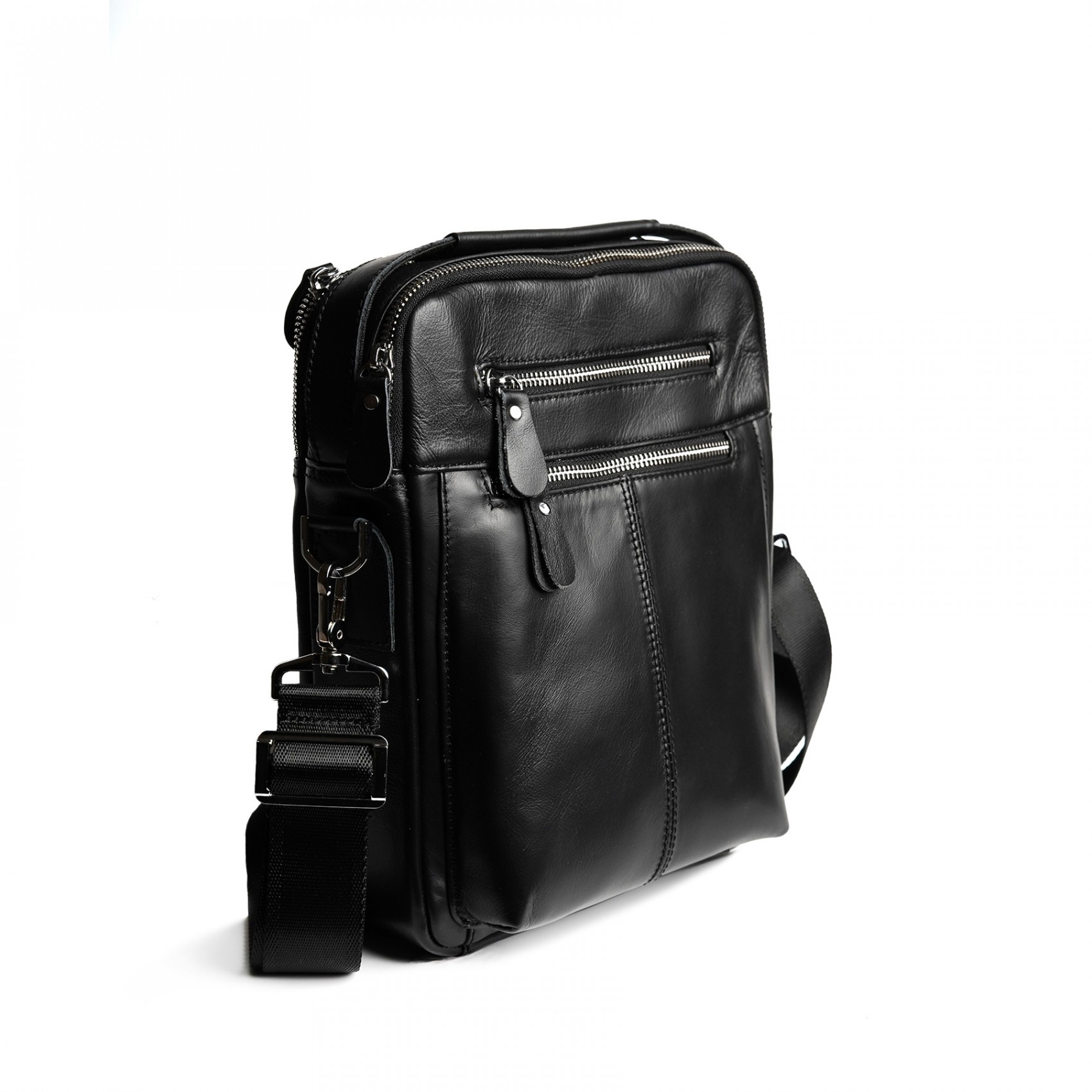 Мужская кожаная сумка Jason через плечо черная