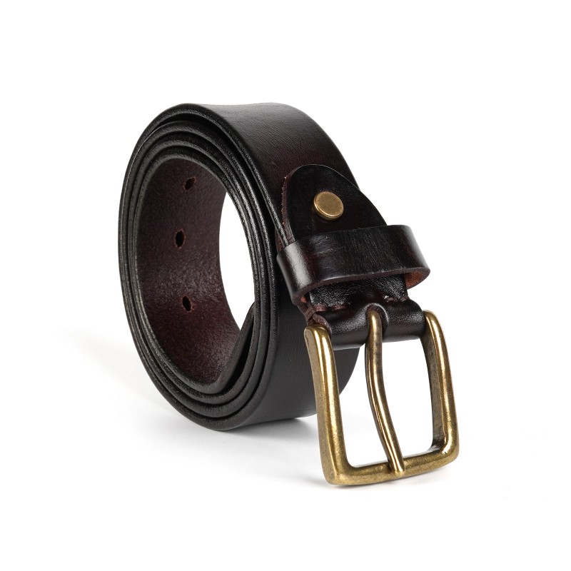 Мужской кожаный ремень Bolton темно-коричневый - 2 фото