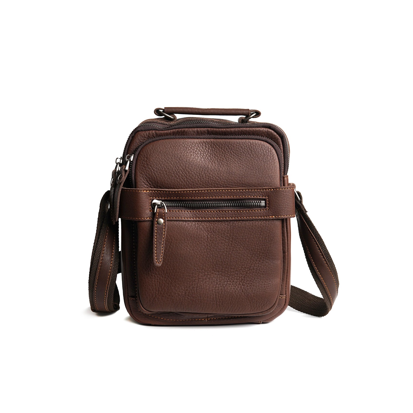 Мужская кожаная сумка барсетка Edmund через плечо коричневая