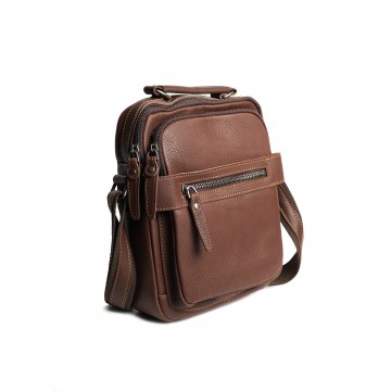 Мужская кожаная сумка барсетка Edmund через плечо коричневая фото