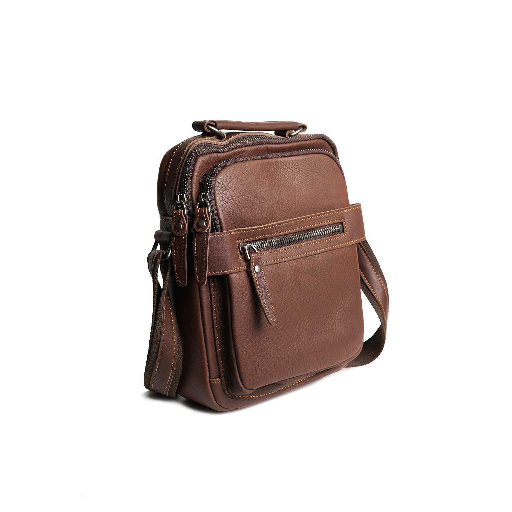 Мужская кожаная сумка барсетка Edmund через плечо коричневая