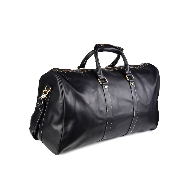 Чоловіча шкіряна дорожня сумка Oswald чорна - 1 фото