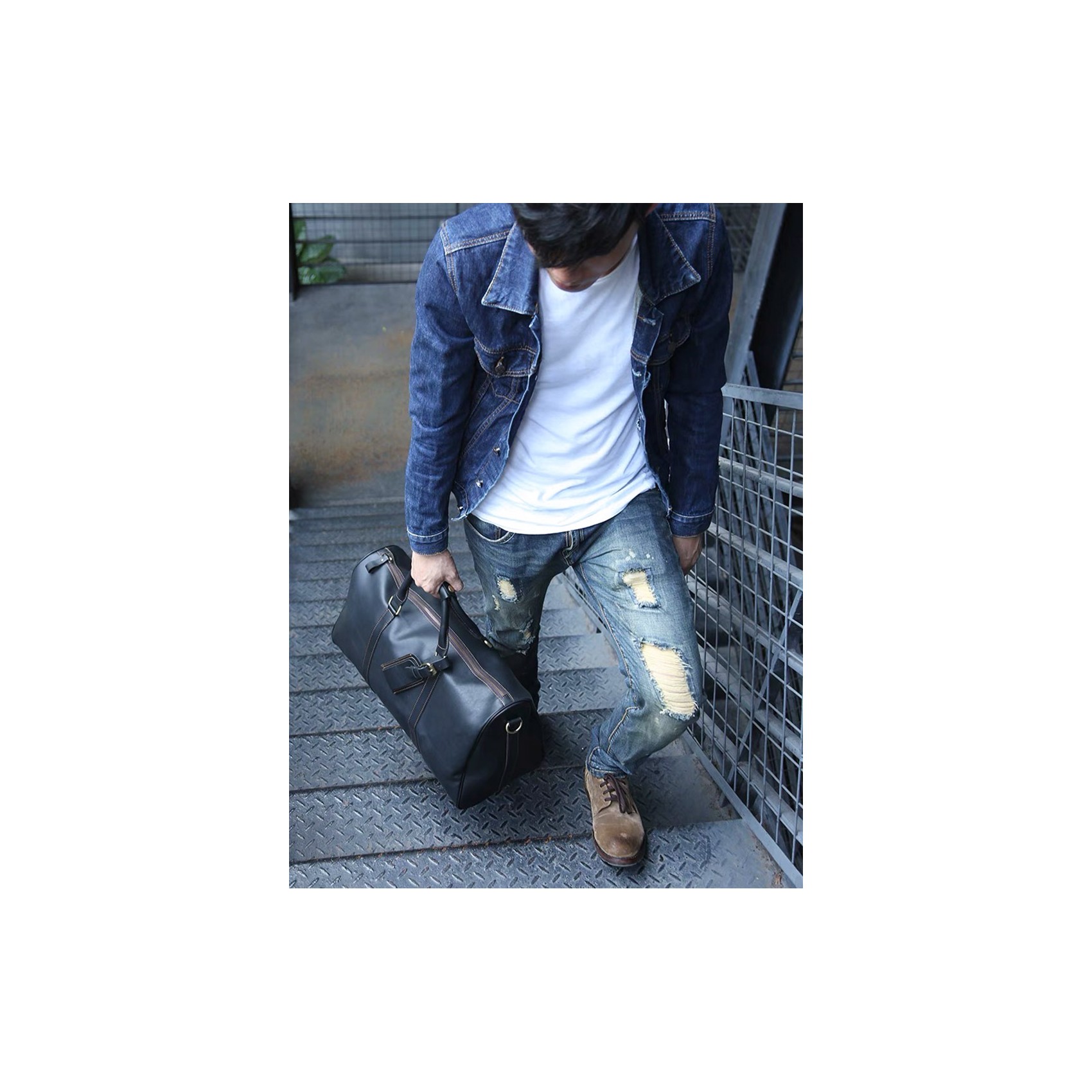 Чоловіча шкіряна дорожня сумка Oswald чорна