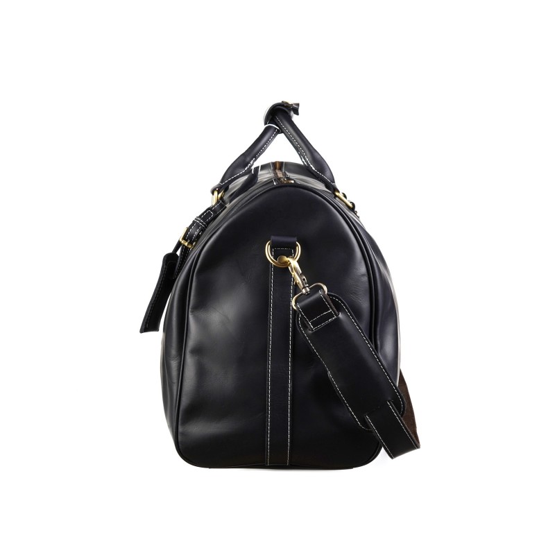 Чоловіча шкіряна дорожня сумка Oswald чорна - 2 фото