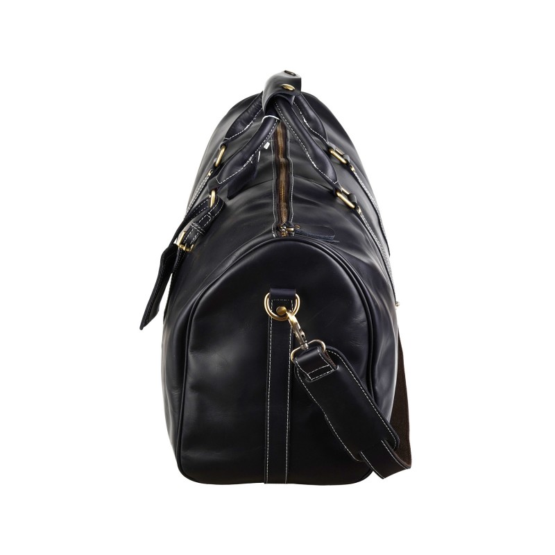 Мужская кожаная дорожная сумка Oswald черная - 5 фото