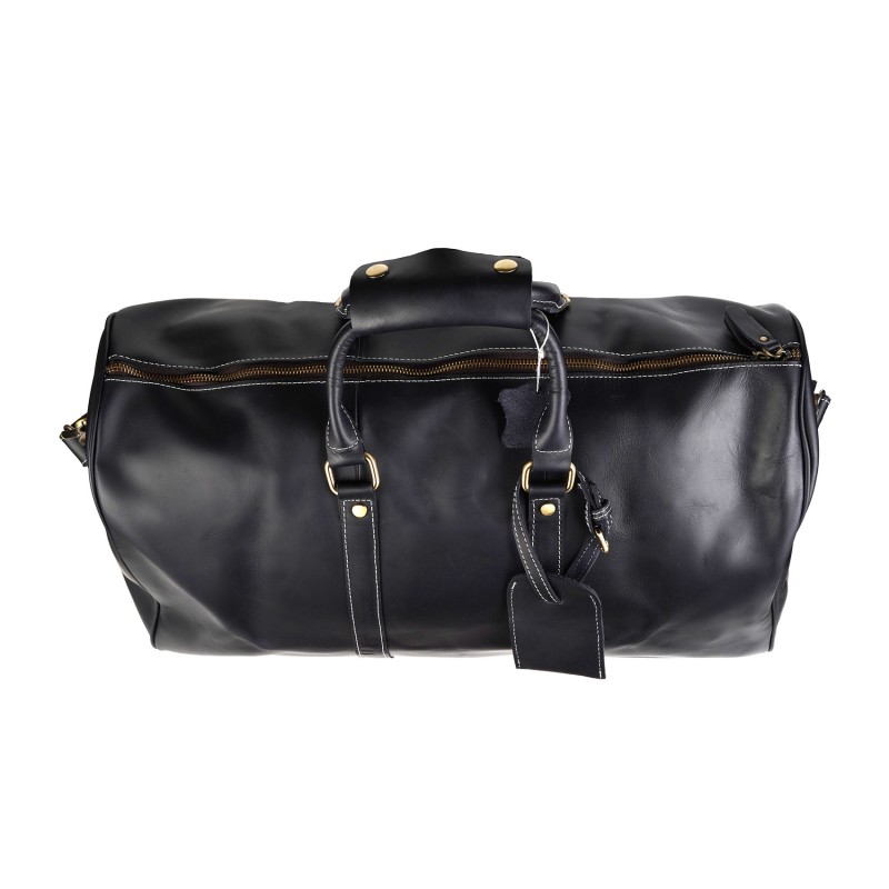 Мужская кожаная дорожная сумка Oswald черная - 6 фото