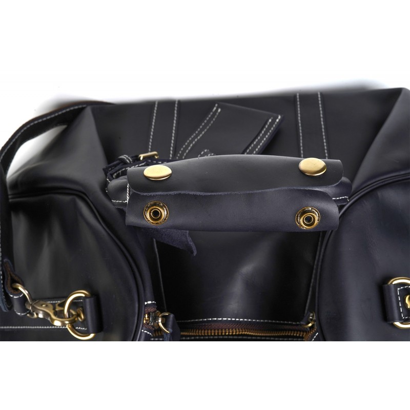 Мужская кожаная дорожная сумка Oswald черная - 7 фото