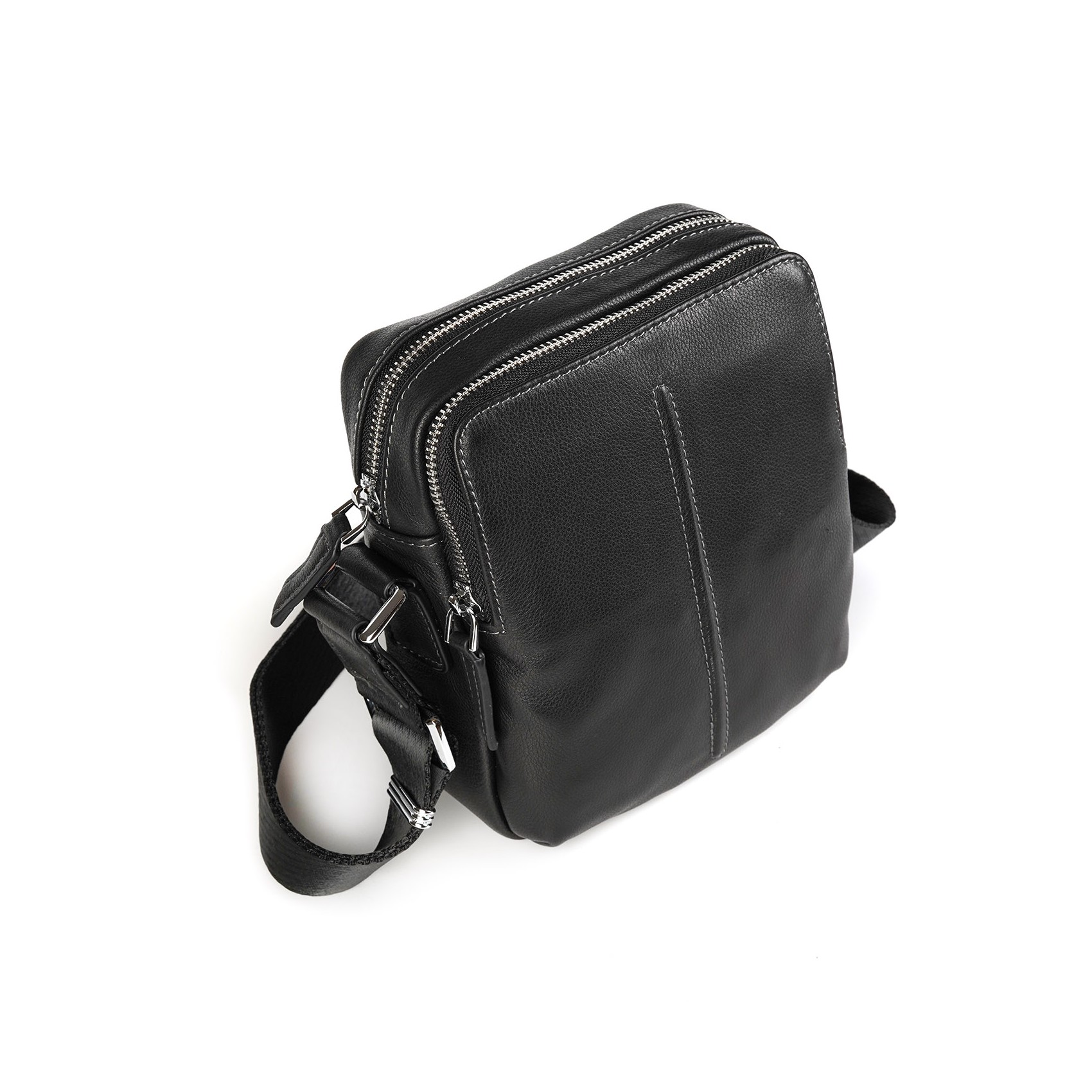 Чоловіча шкіряна сумка барсетка Gregory через плече чорна