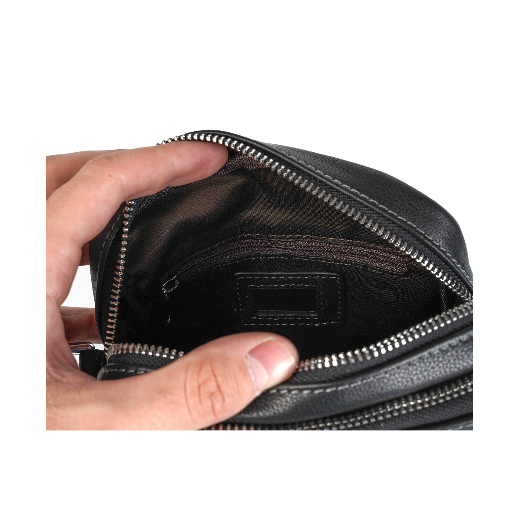 Чоловіча шкіряна сумка барсетка Gregory через плече чорна