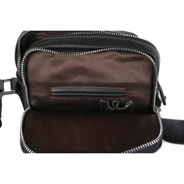 Чоловіча шкіряна сумка барсетка Gregory через плече чорна фото