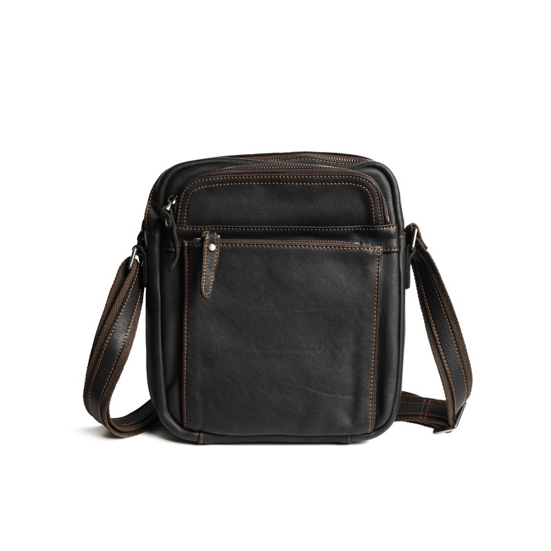 Чоловіча шкіряна сумка Douglas через плече чорна