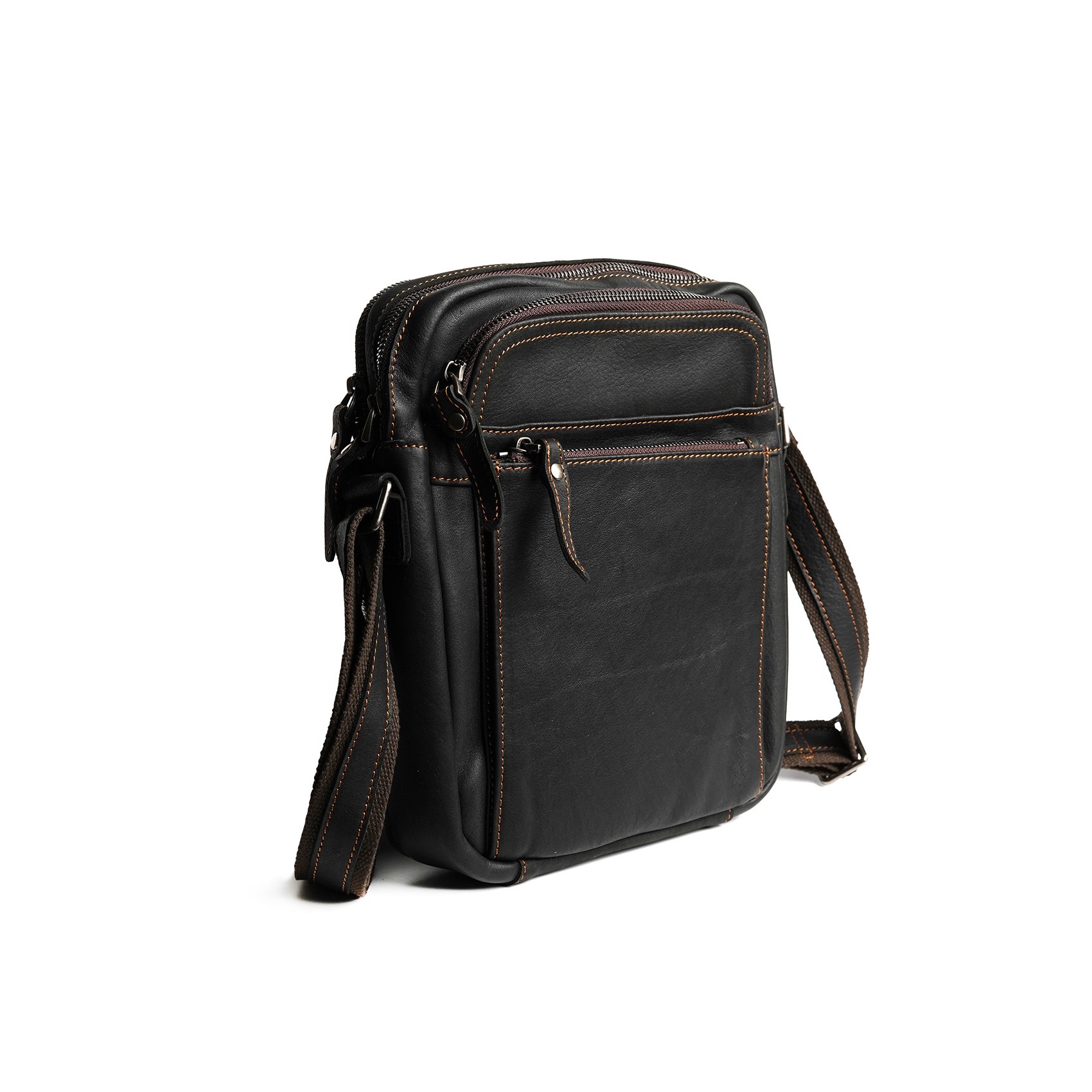 Мужская кожаная сумка Douglas через плечо черная