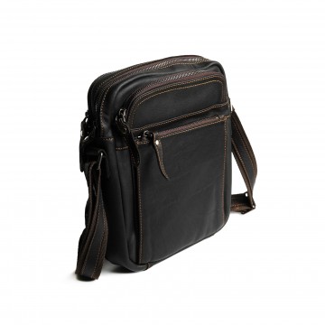 Чоловіча шкіряна сумка Douglas через плече чорна фото