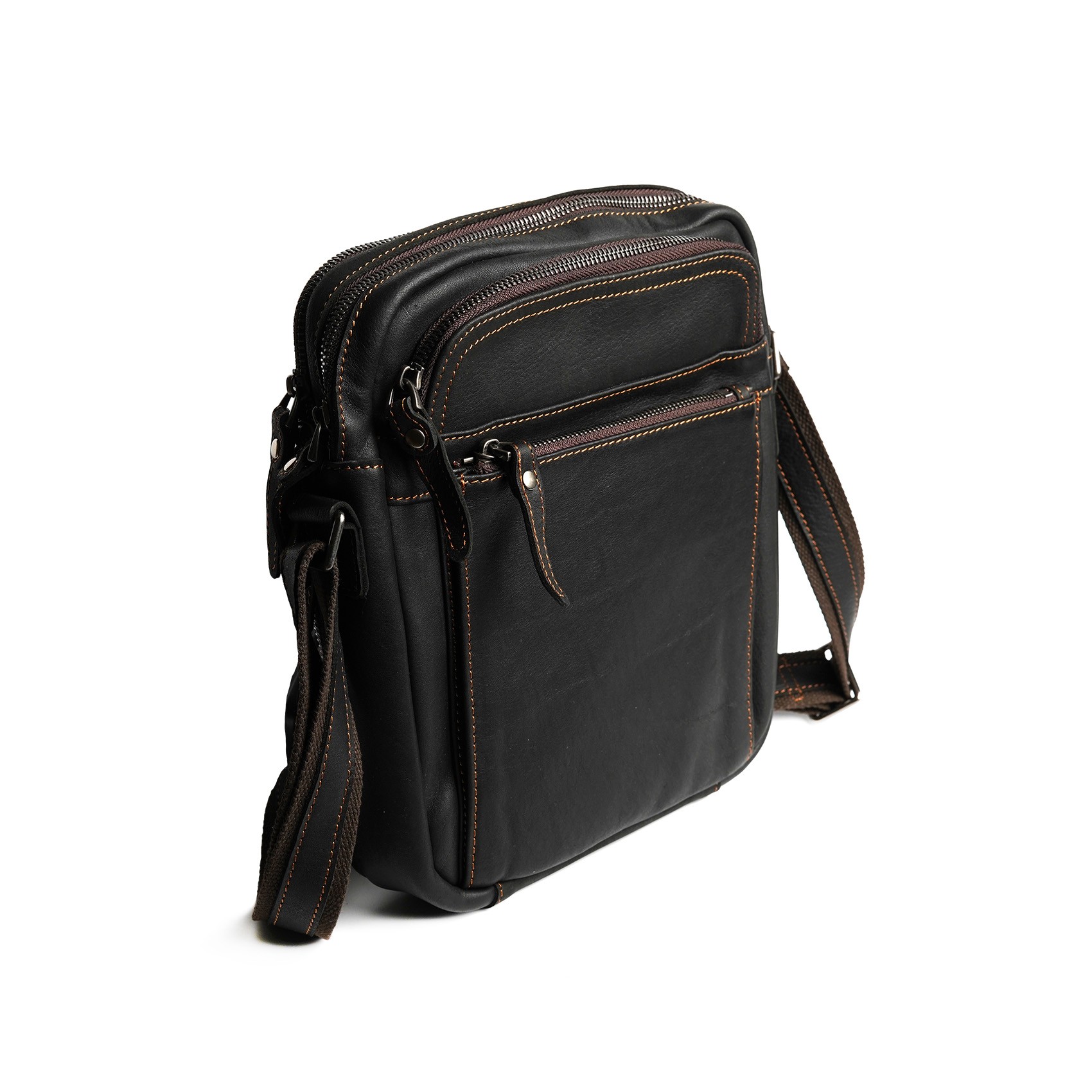 Чоловіча шкіряна сумка Douglas через плече чорна