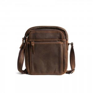 Чоловіча шкіряна сумка Douglas через плече темно-коричнева