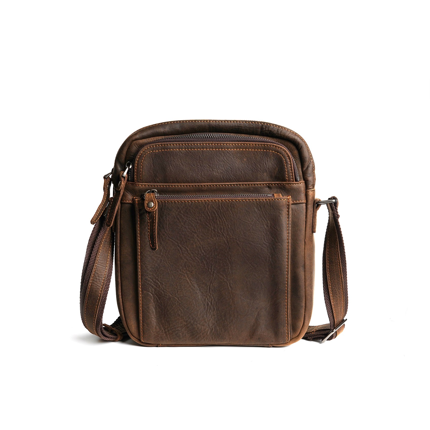 Чоловіча шкіряна сумка Douglas через плече темно-коричнева