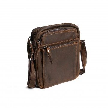 Мужская кожаная сумка Douglas через плечо темно-коричневая фото