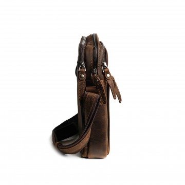 Мужская кожаная сумка Douglas через плечо темно-коричневая фото