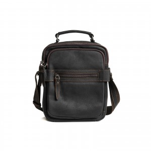 Чоловіча шкіряна сумка барсетка Edmund через плече чорна