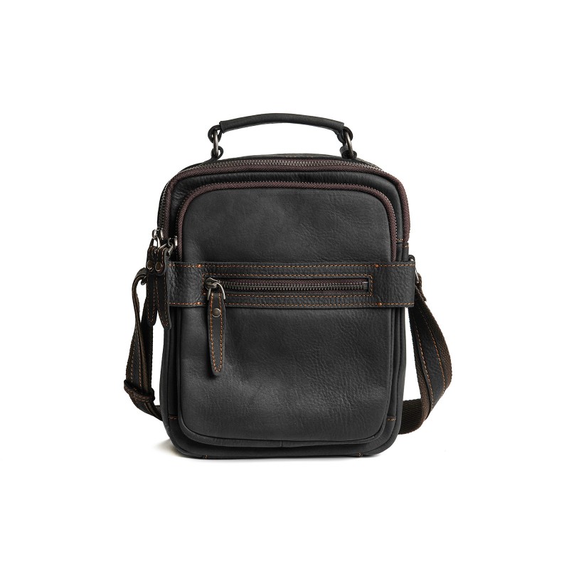 Чоловіча шкіряна сумка барсетка Edmund через плече чорна