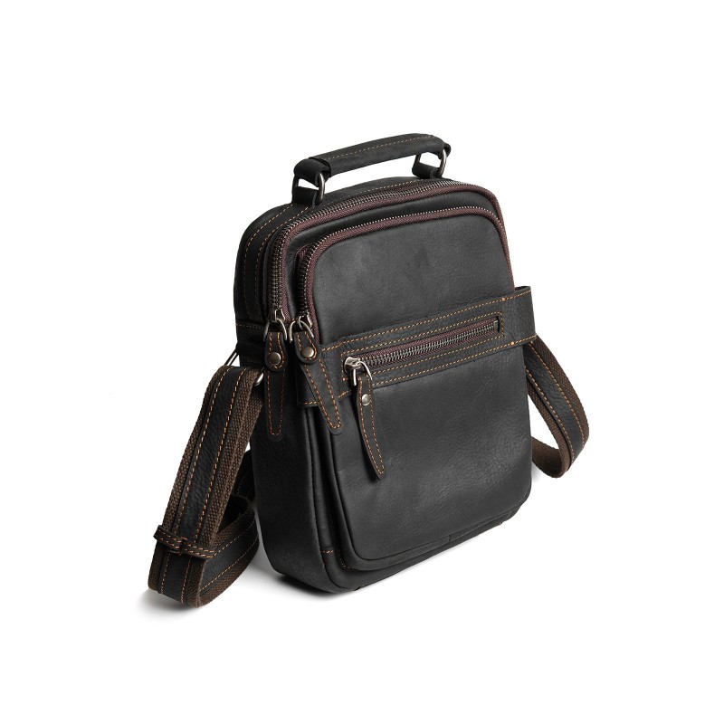 Мужская кожаная сумка барсетка Edmund через плечо черная - 1 фото