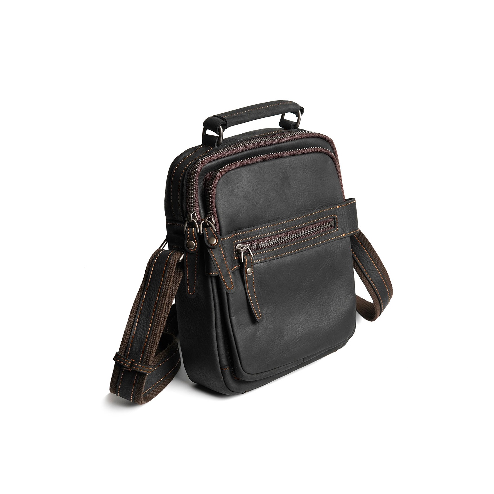 Чоловіча шкіряна сумка барсетка Edmund через плече чорна