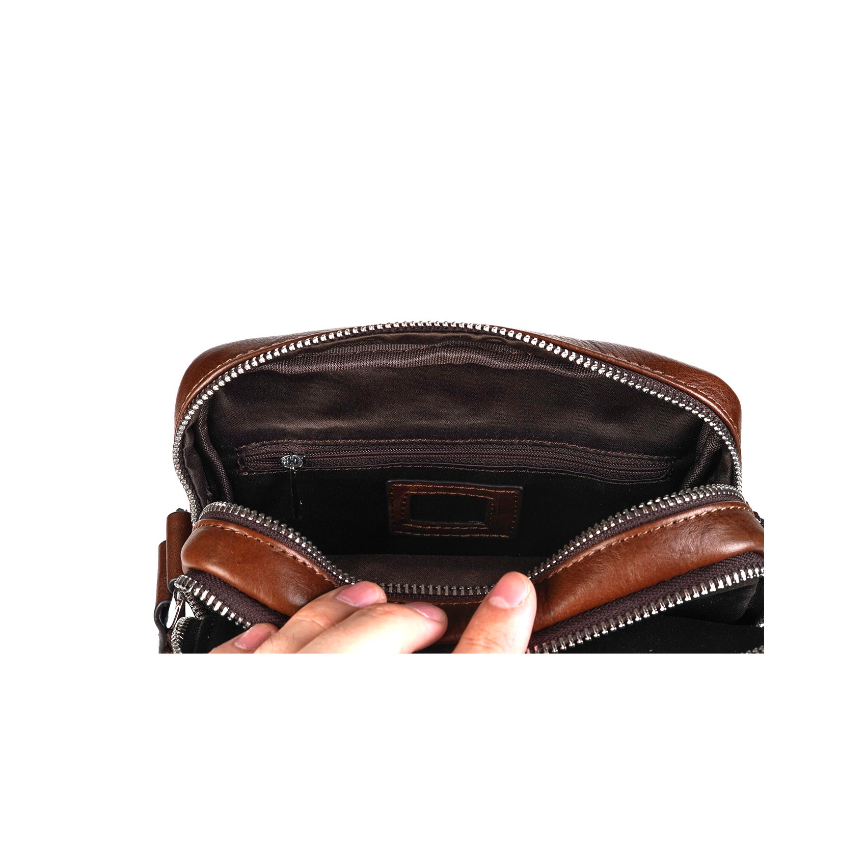 Чоловіча шкіряна сумка Derek через плече коричнева