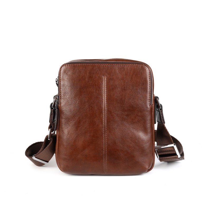 Мужская кожаная сумка Derek через плечо коричневая
