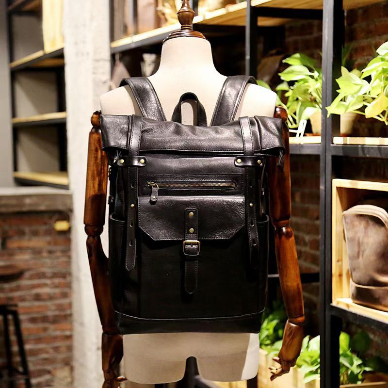 Мужской кожаный рюкзак Frederick черный: для города, офиса и путешествий - 2 фото