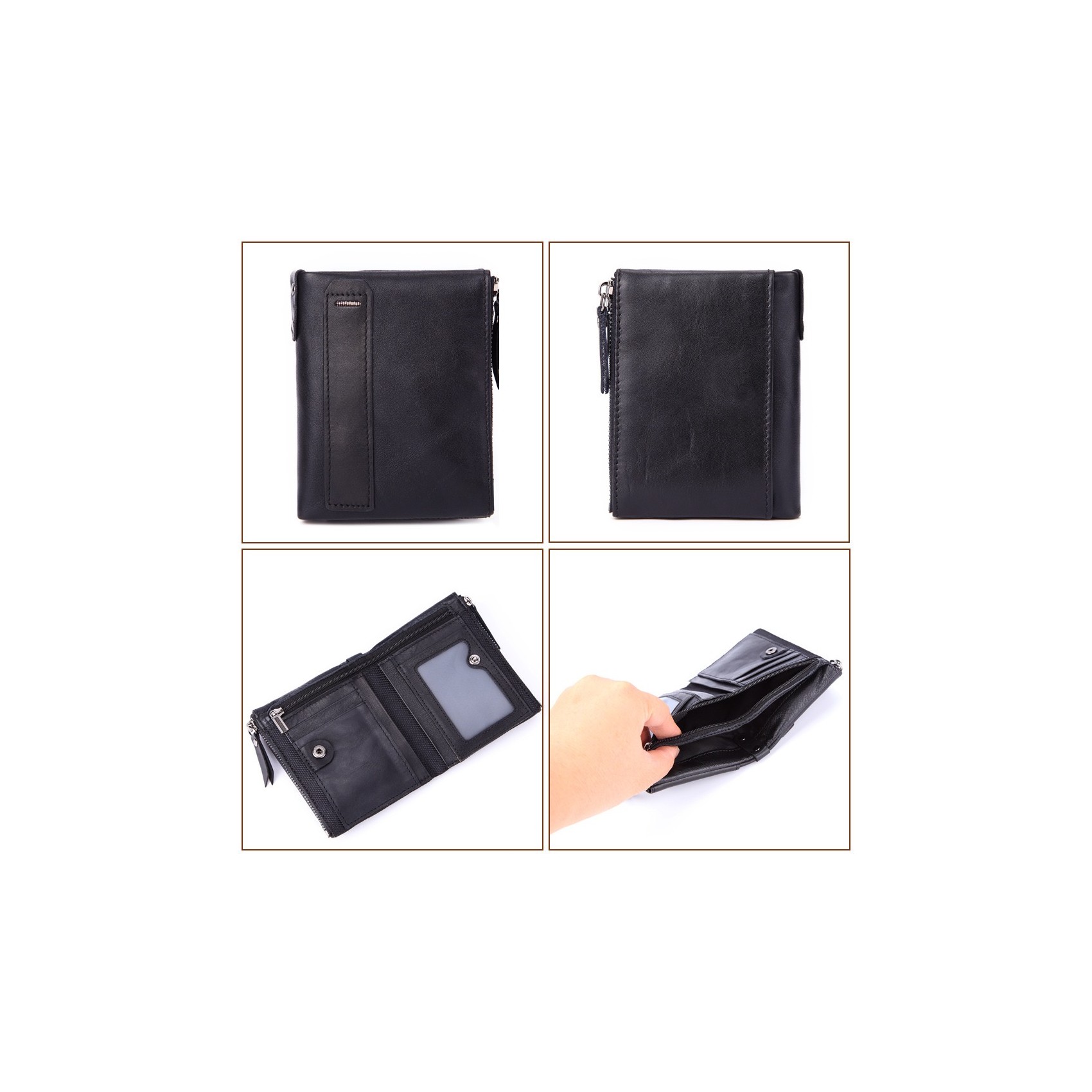 Мужской кожаный кошелек Allen IP черный