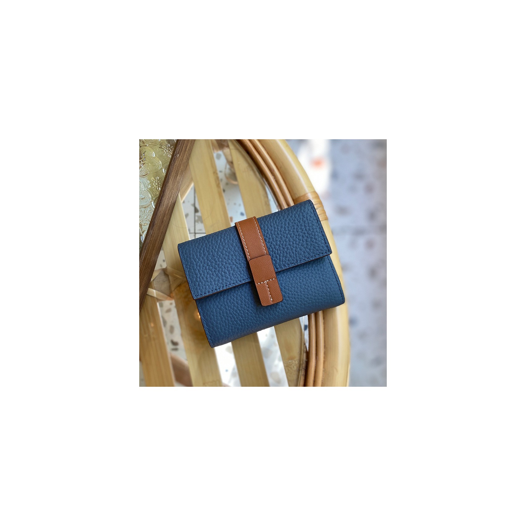 Женский кожаный кошелек Rachel серо-синий