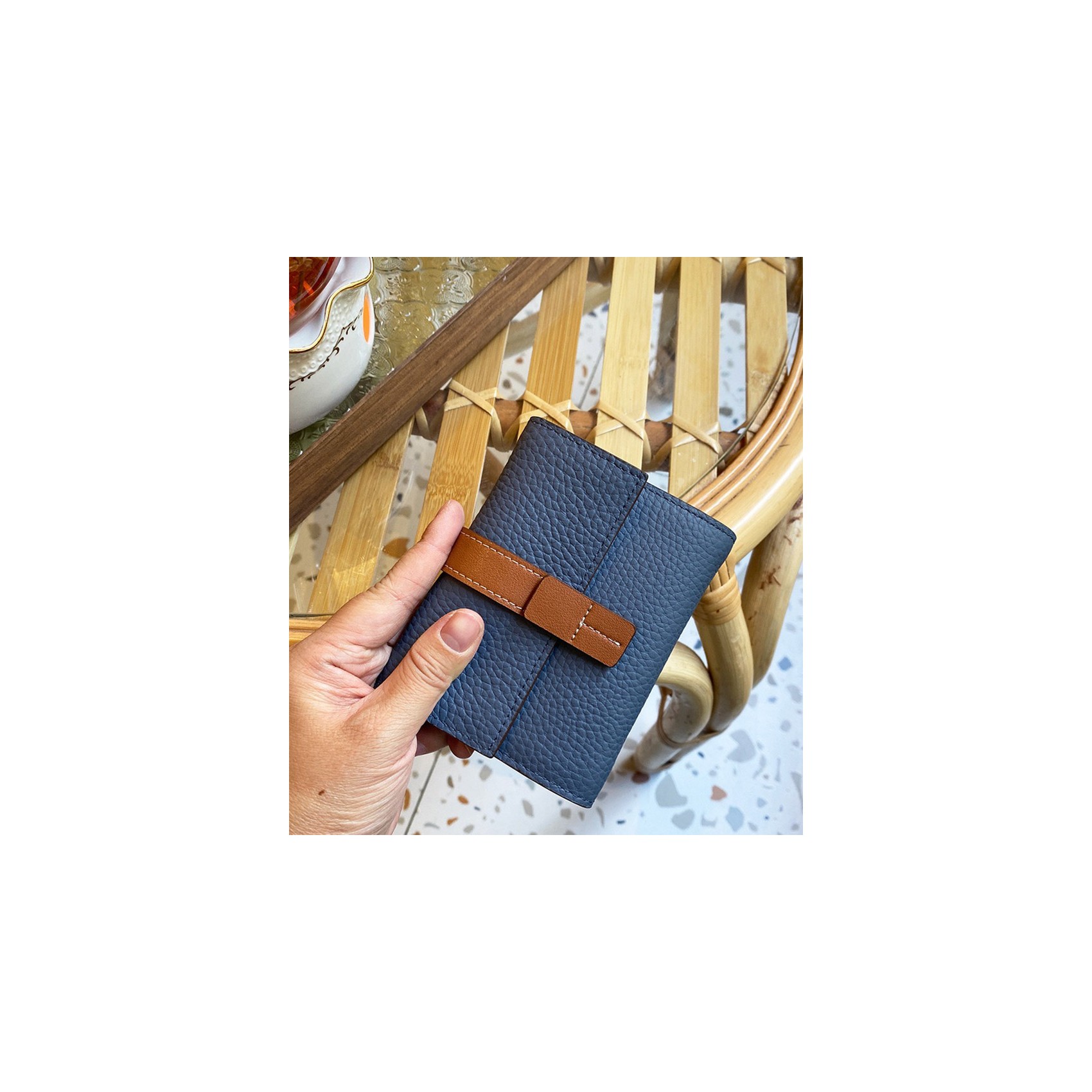 Жіночий шкіряний гаманець Rachel сіро-синій