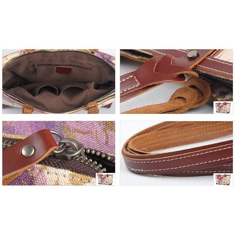 Женская городская сумка Flower кремово-сиреневая - 9 фото