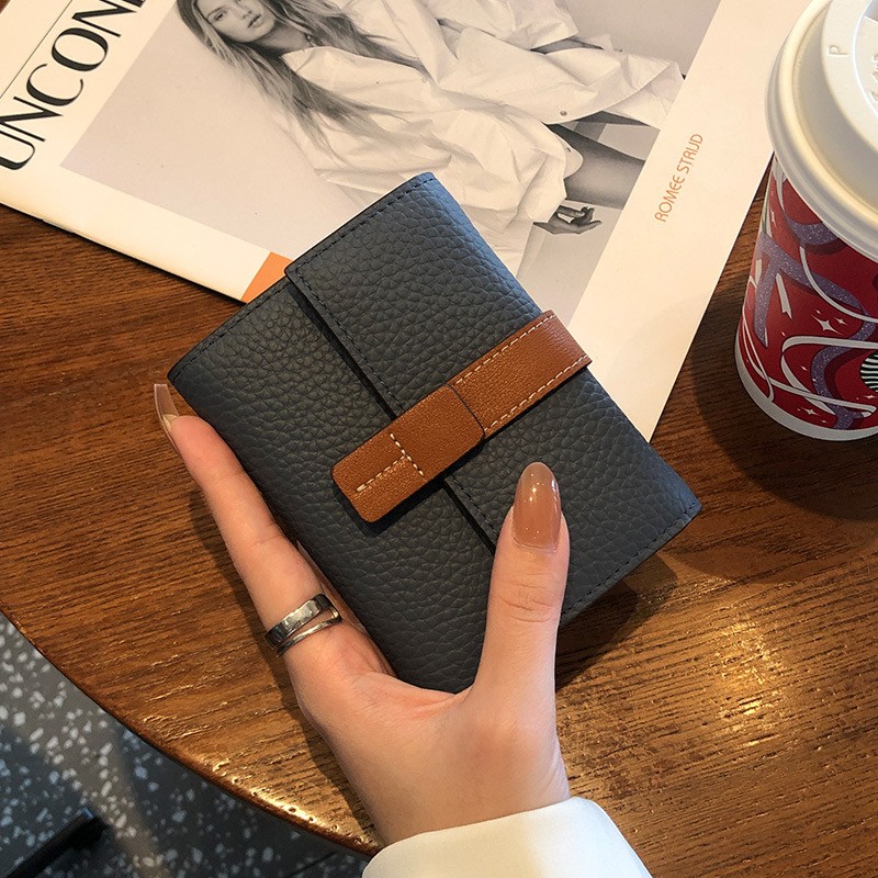 Женский кожаный кошелек Rachel серо-синий - 8 фото