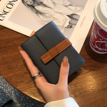 Жіночий шкіряний гаманець Rachel сіро-синій фото