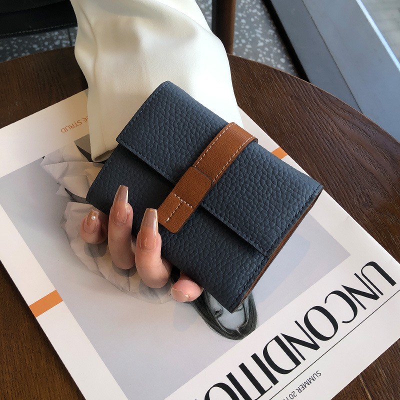 Женский кожаный кошелек Rachel серо-синий - 9 фото