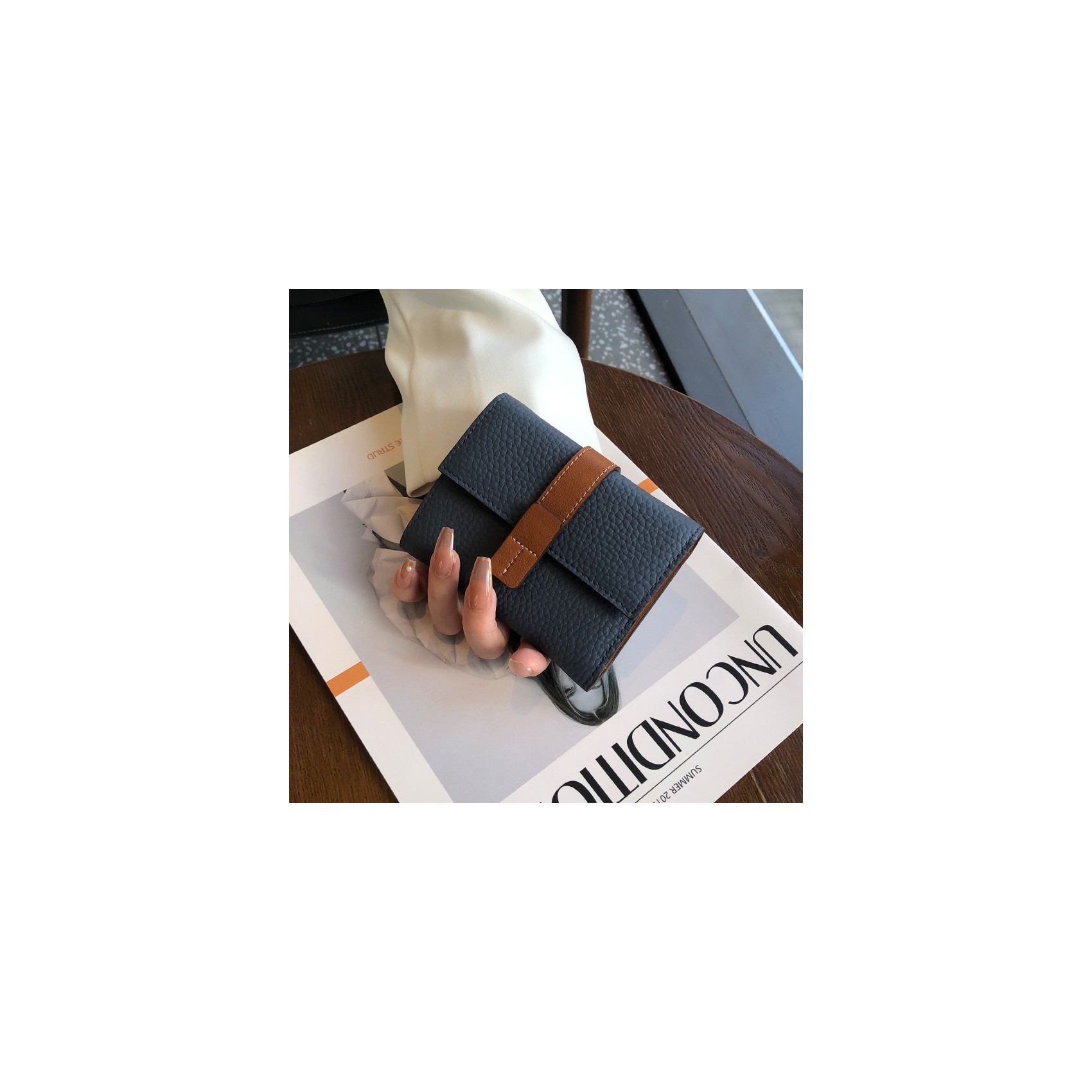 Женский кожаный кошелек Rachel серо-синий