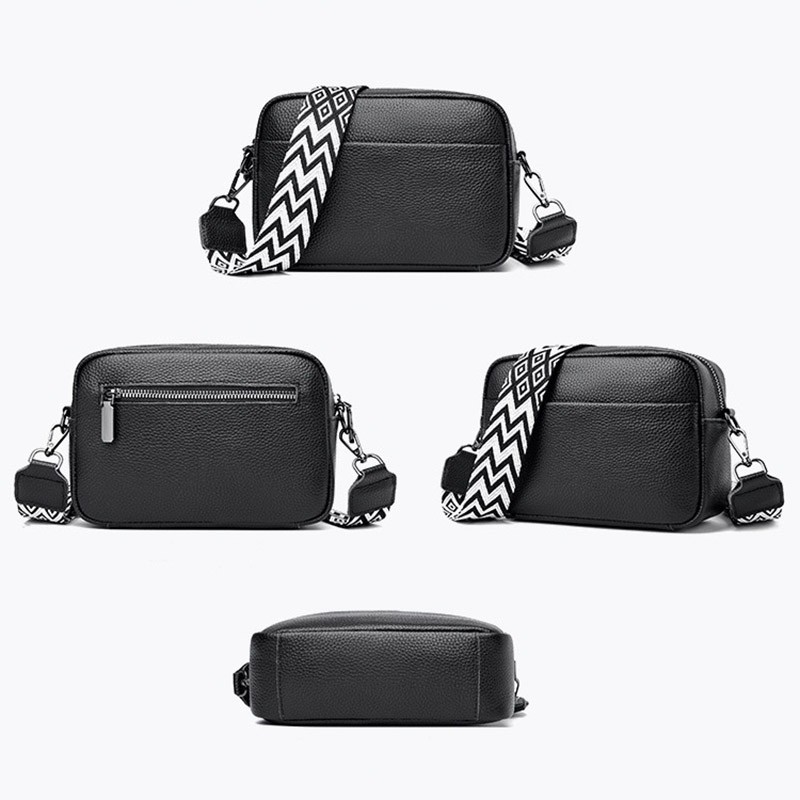 Женская кожаная сумка через плечо Marilyn черная - 5 фото