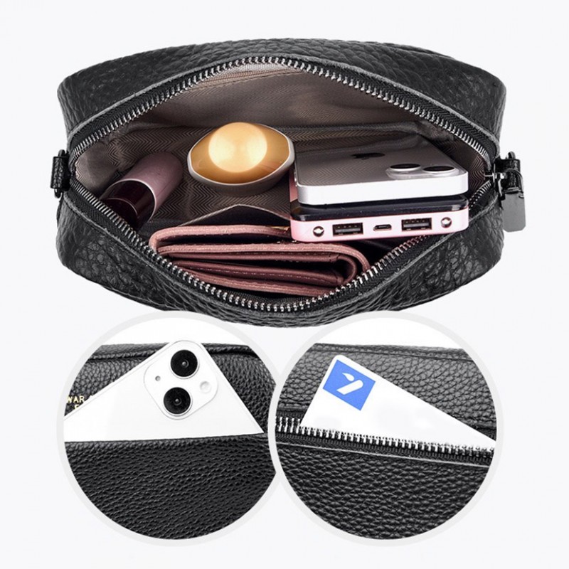 Женская кожаная сумка через плечо Marilyn черная - 6 фото