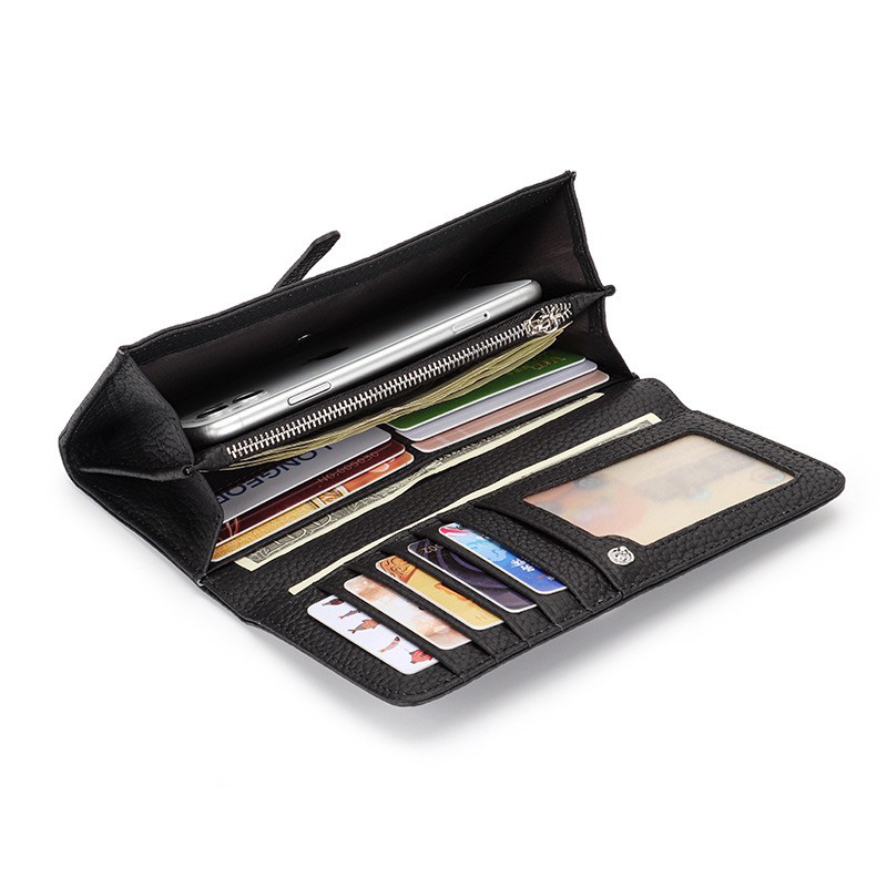 Женский кожаный кошелек Vicki черный - 3 фото