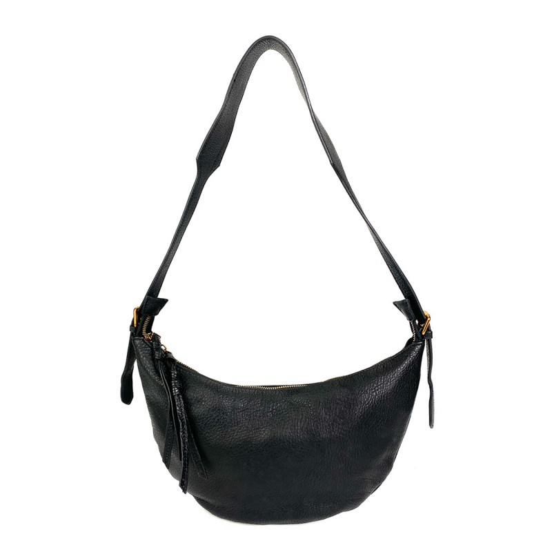 Жіноча шкіряна сумка хобо Jennifer чорна фото