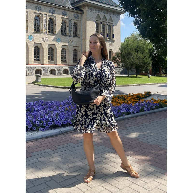 Жіноча шкіряна сумка хобо Jennifer чорна - 5 фото