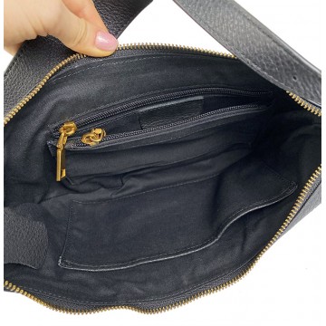 Жіноча шкіряна сумка хобо Jennifer чорна фото